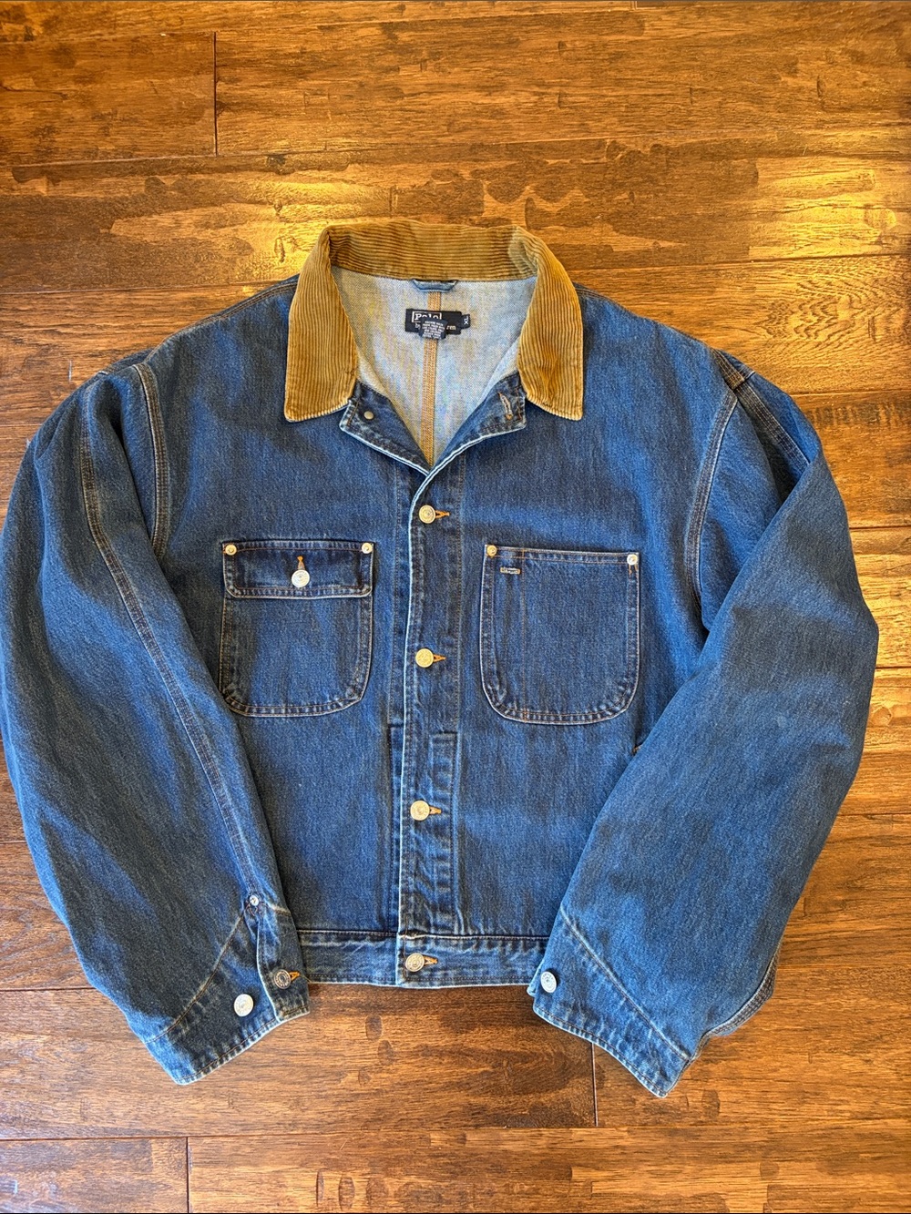 Polo Denim Jacket with Tan Corduroy Collar